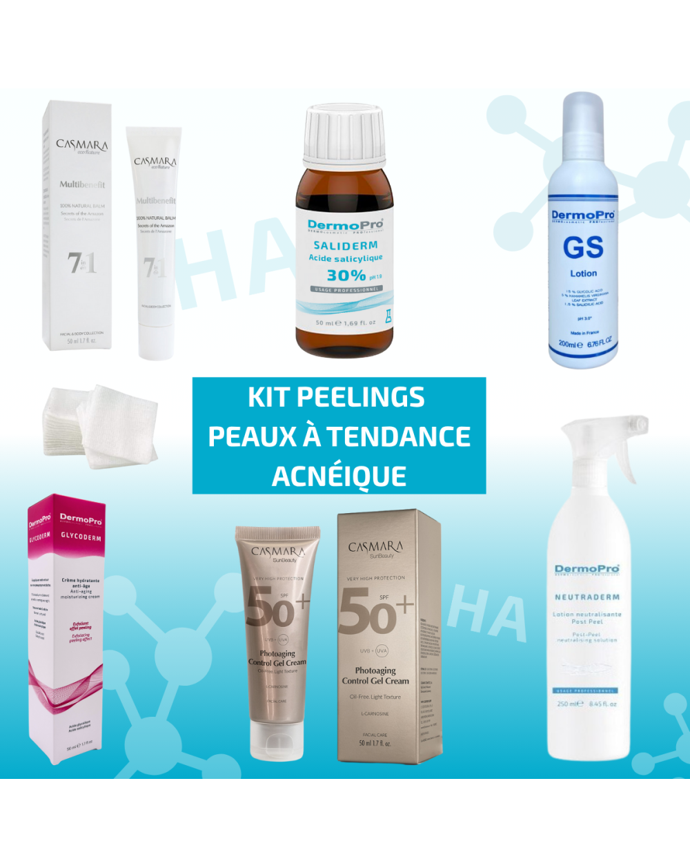 Kit peeling peaux à tendance acnéiques - Soin professionnel DermoPro Kit peeling peaux à tendance acnéiques - Soin professionnel DermoPro