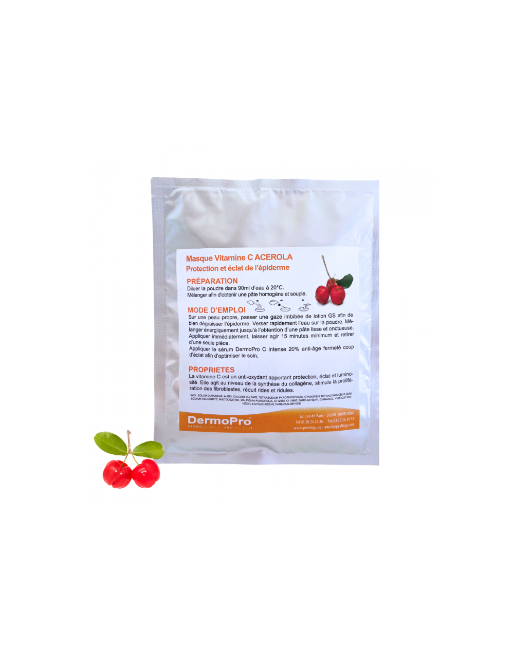 Masque Peel-off anti-oxydant éclat/anti-âge à la Vitamine C Acerola x5 Masque Peel-off anti-oxydant éclat/anti-âge à la Vitamine C Acerola x5