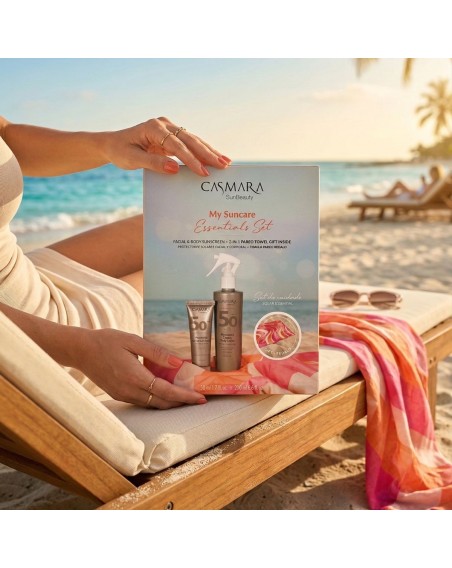 Sun Beauty Kit Crème gel SPF50+ Visage + Lotion hydratante SPF50 Corps (Serviette OFFERTE)
