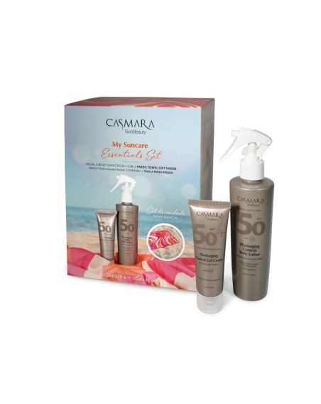 Sun Beauty Kit Crème gel SPF50+ Visage + Lotion hydratante SPF50 Corps (Serviette OFFERTE)