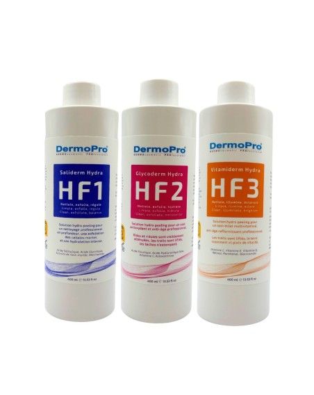 Solutions Hydro Peeling HF1, HF2 & HF3 – Nettoyage, Anti-Âge et Éclat
